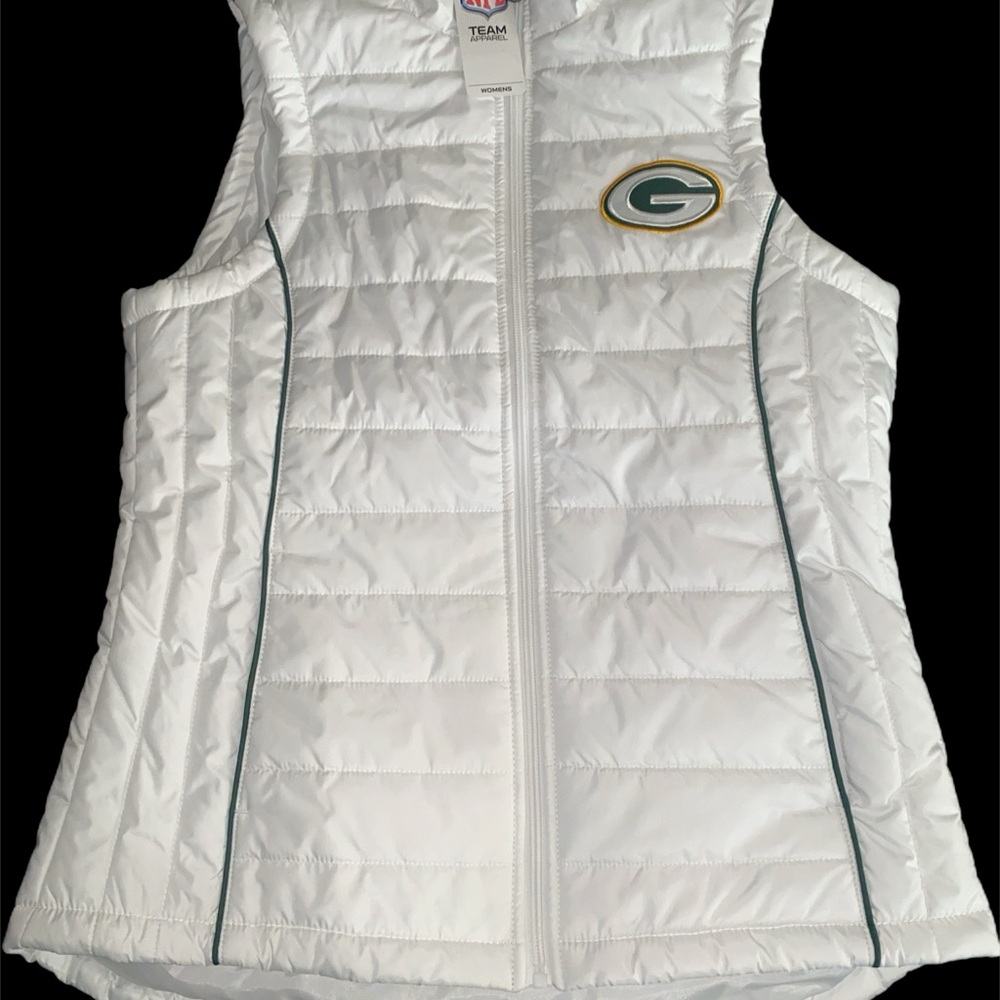 Women's Green Bay Packers White Quilted Vest Medium